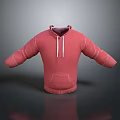 Red Casual Hoodie With Drawstring And Front Pocket For Daily Use 3d model