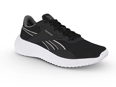 Reebok Black And White Mesh Sneakers With White Sole And Brand Logo 3d model