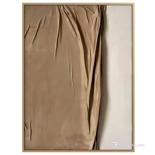 Golden Picture Frame With Brown Fabric Texture And Simple Modern Design 3d model 