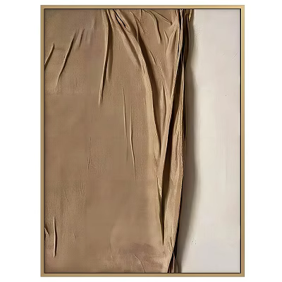 Golden Picture Frame With Brown Fabric Texture And Simple Modern Design 3d model