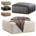 Multiple Colors Velvet Ottoman with Striped Design for Modern Living Room Furniture