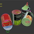 Assorted Canned Food Containers With Open Lids and Green Beans