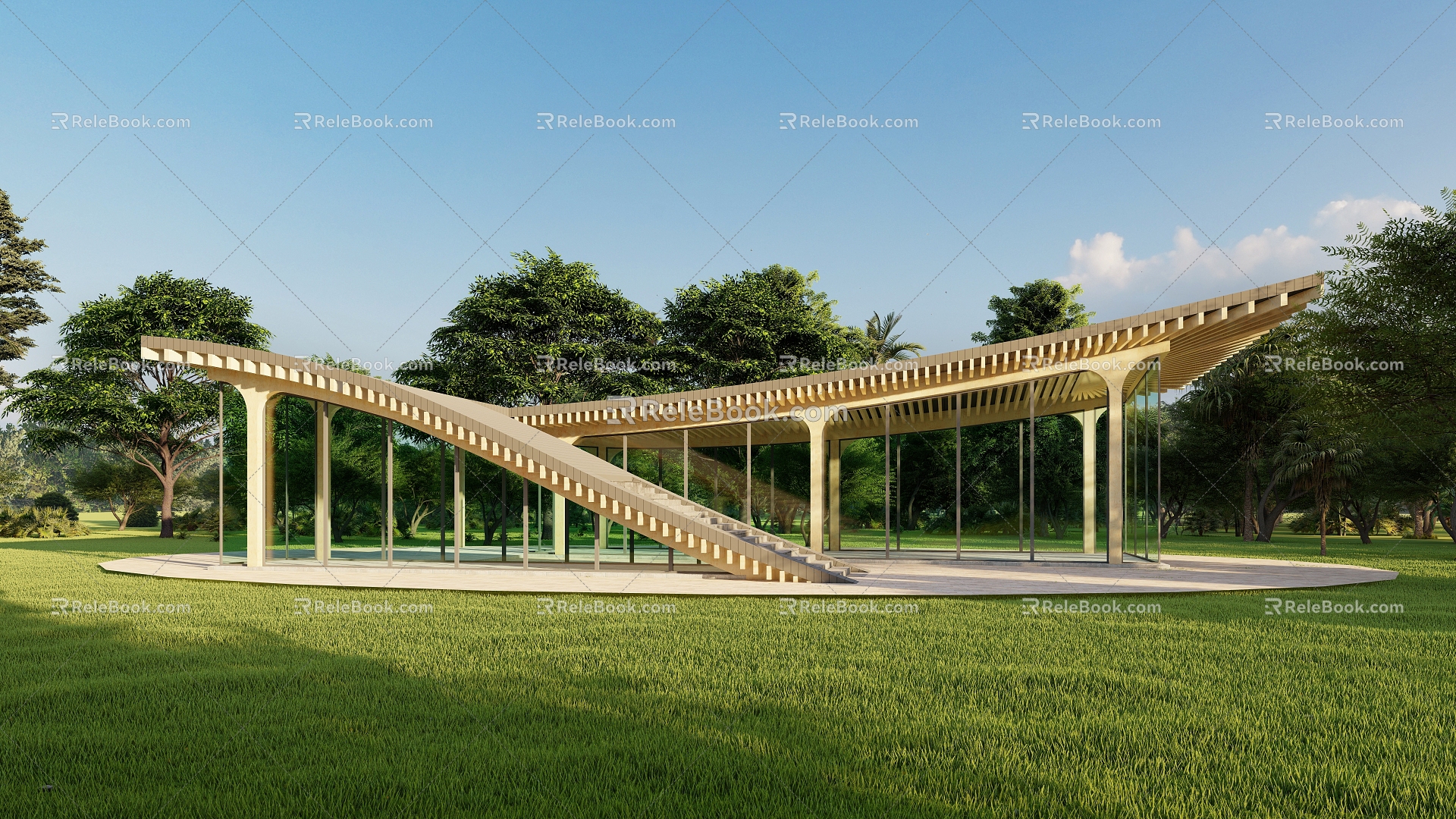 Modern profiled landscape gallery 3d model