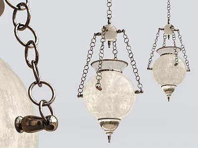 Elegant Glass Globe Chandeliers Hanging With Metal Chains And Timeless Design 3d model