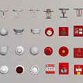 Public Facility Fire Safety Equipment With Smoke Detectors Alarm Buttons And Extinguisher Cabinets