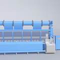 Blue Industrial Manufacturing Equipment With Multiple Rollers And Metal Frame 3d model