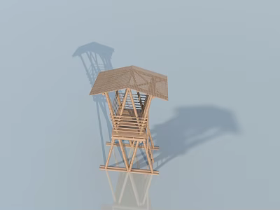 Wooden Swing Door For Hexagonal Roof Guardhouse Model With Wooden Frame 3d model