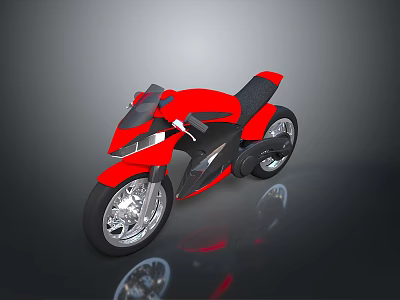 Red Sport Motorcycle 3D Rendering With Sleek Design Black Seat And Silver Wheels 3d model
