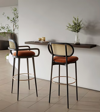 Modern Bar Chair Rattan Chair Wooden Chair 3d model