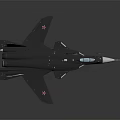 Detailed Black Military Fighter Jet Model With Red Star Markings And Cockpit