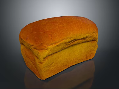 Homemade Fresh Baked Golden Crust Bread Loaf With Soft Fluffy Interior 3d model
