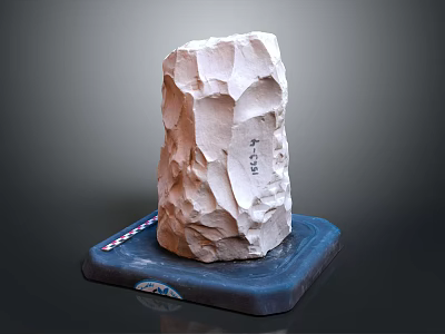 Natural Stone Decorative Display With Rough Texture And Blue Base Stand Design 3d model