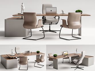 modern office desk and chair 3d model