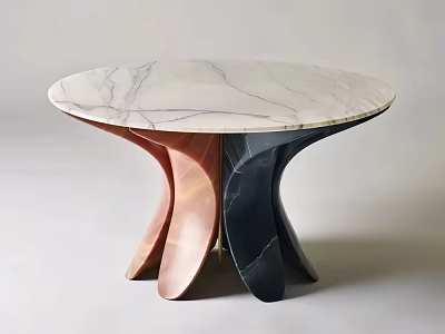 Modern Bar Counter With White Marble Top And Branched Copper Dark Colored Base Design 3d model