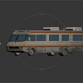 Silver RV With Brown Stripes Windows Roof Vents And Small Yellow Outfit Figure
