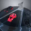 Spacecraft Models Display On Transparent Circular Platform With Triangle Divider