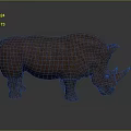 Realistic 3D Rhinoceros Model With Brown Textured Skin Standing On Gray Background