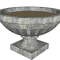 Vintage Style Stone Garden Ornament Planter With Bowl Shaped Design And Square Base