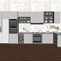 Modern Kitchen Cabinets In Gray With Island Counter Appliances And Wood Flooring