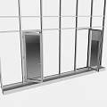 Modern Architectural Window Structure Featuring Multiple Glass Panels And Metal Frame Doors 3d model