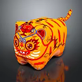 Traditional Orange Tiger Game Movie Character With Red Blue Decorative Patterns