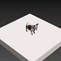 Low Poly Dog Model With White And Brown Geometric Design Artwork