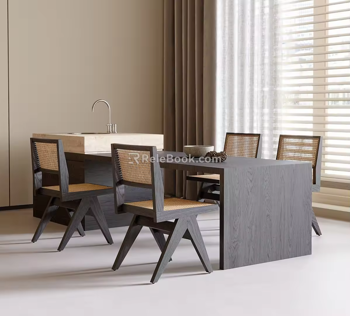 Modern Dining Table and Chair Combination Dining Table Dining Chair Single Chair 3d model