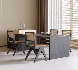 Modern Dining Table and Chair Combination Dining Table Dining Chair Single Chair 3d model