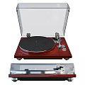 HiFi Turntable Audio System With Black Platter Silver Tonearm And Wooden Base