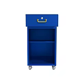 Blue Mobile Storage Cart With Drawer And Shelves On Wheels