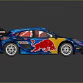 Ford Blue Racing Car With Red Bull Logo And Sporty Livery Design