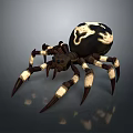 Detailed 3D Spider Model With Black Yellow Pattern And Long Shiny Legs