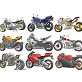Collection of Assorted Motorcycle Models with Different Colors and Stylish Designs