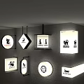 Wall Mounted Wayfinding Signs With Different Shapes Black Icons And Modern Design