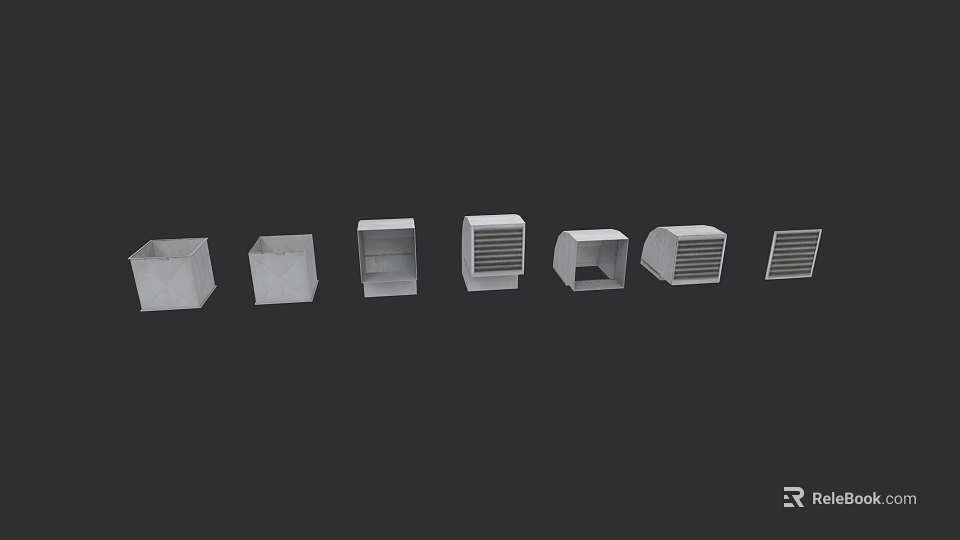 Modern Security Door Models With Different Panel Designs And Ventilation Grilles 3d model 