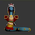 Blue Snake Plush Toy With Red Gold Decorative Headpiece And Yellow Circular Patterns