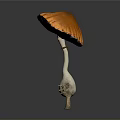 3D Cartoon Mushroom with Orange Cap White Stem and Playful Eyes Arms Legs
