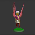 Game and Movie Character Featuring White Hair Wings Brown Jacket Blue Dress Pedestal Base