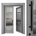 Modern Black Double Doors With Textured Glass Panels And Sleek Frame