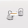 Decorative Silver Teapots With Vintage Metal Handles And Shiny Finish