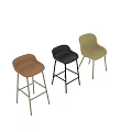 Three Modern Bar Stools In Black Beige And Tan With Metal Legs And Sleek Design 3d model