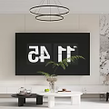 Modern Living Dining Area Interior Design With White Sofa Round Coffee Table And Palm Plant