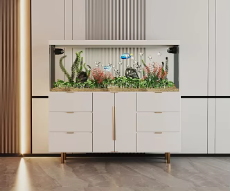 Modern Fish Tank Glass Fish Tank Aquarium Display Cabinet Side Cabinet 3d model