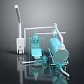 Industrial Processing Equipment with Light Blue Tanks Connected Pipes and Separators