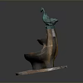 Decorative Peacock Shaped Fountain With Two Tiered Design And Circular Base