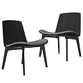 Modern Wooden Leisure Chair With Upholstered Seat And Black Legs Two Piece Minimalist Design