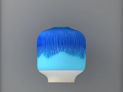 Modern Blue And White Vase Featuring Gradient Flowing Texture Design For Interior Decor 3d model