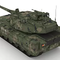 Military Tank Featuring Camouflage Paint Red Star Emblem And Long Gun Barrel