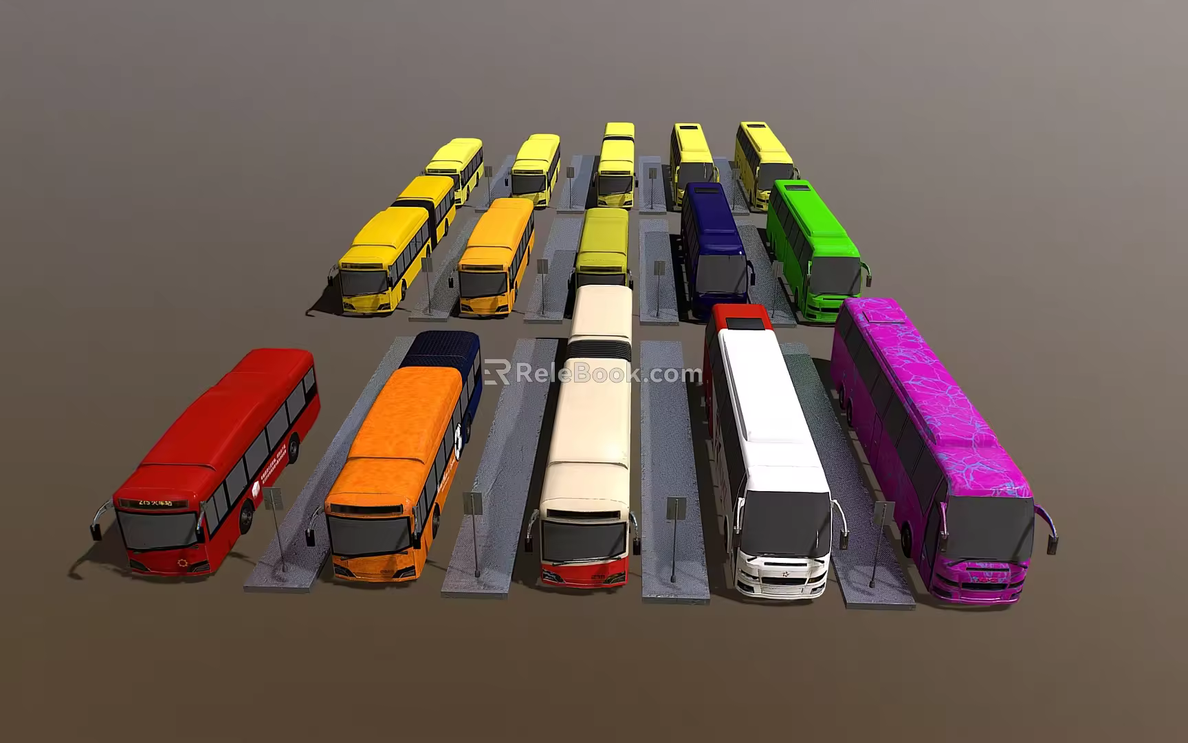 Bus Combination Bus Passenger Vehicle 3d model