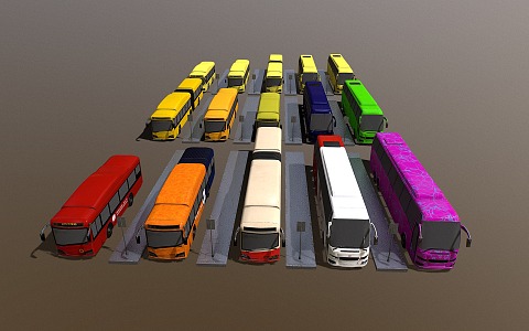 Bus Combination Bus Passenger Vehicle 3d model